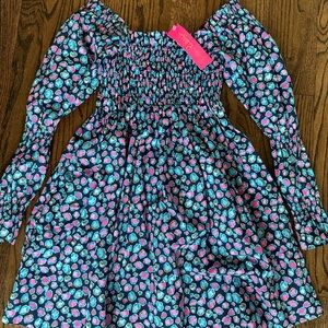 Lilly Pulitzer Beyonca Dress Seabreeze Blue Low Tide Navy Spotted XXS NWT